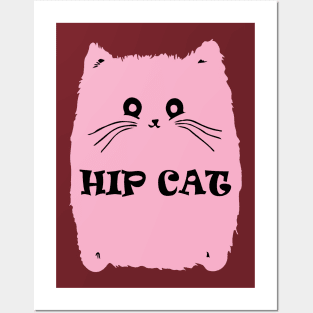 Cat hip hop pink funny Posters and Art